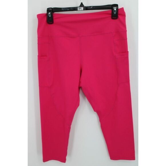 Zyia Active High Rise Cropped Legging Size 14-16 Hot Pink Pockets - Picture 1 of 8